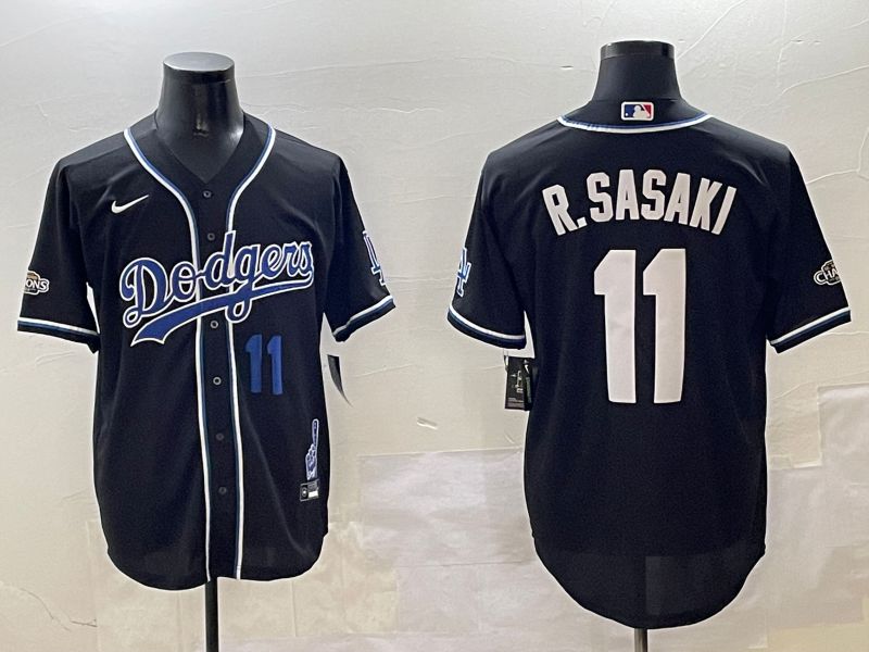 Men Los Angeles Dodgers #11 R.Sasaki Black Fashion Game 2025 Nike MLB Jersey style 30612
